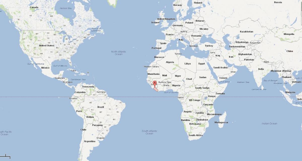 ლიბერიის მდებარეობა მსოფლიო რუკა