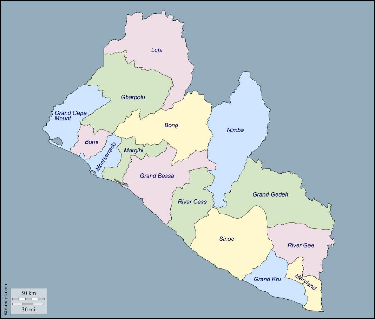 რუკა ლიბერიის ქვეყნების