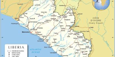 რუკა ლიბერია, დასავლეთ აფრიკა