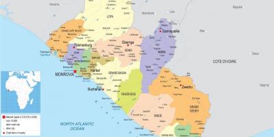 რუკა ფრე პოლიტიკური რუკა ლიბერიის